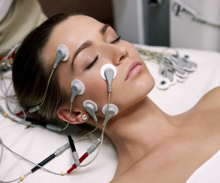 Muscle stimulation of the skin around the eyes